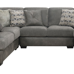 Berlin - 4 Piece Sectional - Gray Herringbone & Sanded Microfiber - Fabric