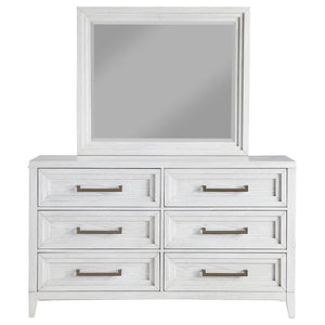 Marielle - 6-Drawer Dresser With Mirror - Distressed White