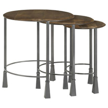 Deja - 3 Piece Round Nesting Table Set - Natural And Gunmetal