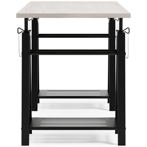 Bayflynn - White / Black - Adjustable Height Desk