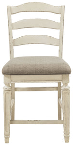 Realyn - Chipped White - Upholstered Barstool (Set of 2)