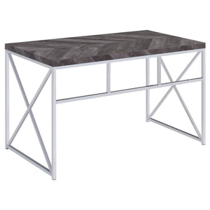 Grimma - Writing Office Desk - Rustic Gray And Chrome