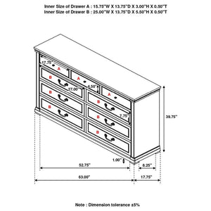 Hillcrest - 9-Drawer Dresser - Distressed White