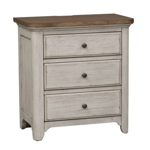 Farmhouse Reimagined - 3 Drawer Nightstand With Charging Station - White