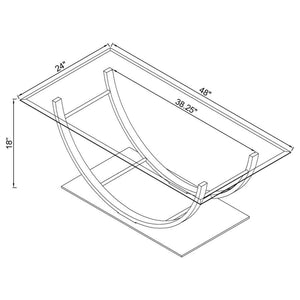 Danville - Rectangular U-Shaped Glass Top Coffee Table - Chrome