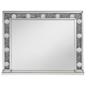 Wilmer - Rectangular Table Vanity Mirror With Lighting - Silver