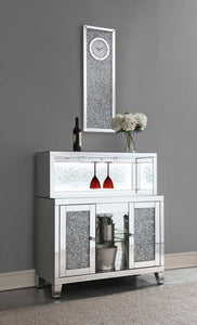 Yvaine - 2-Door Mirrored Acrylic Home Bar Wine Cabinet - Silver