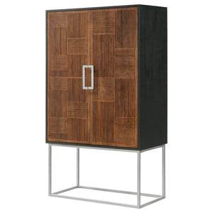 Borman - 2 Door Home Bar Cabinet Wine Storage - Walnut And Black