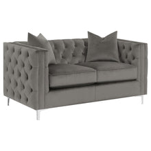 Phoebe - Upholstered Tuxedo Arm Tufted Loveseat - Urban Bronze