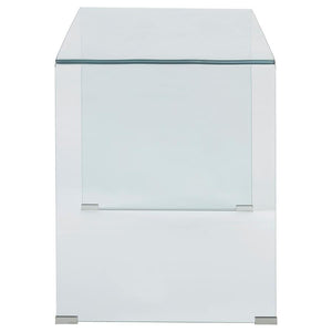 Ripley - Tempered Bent Glass Writing Desk Clear - Clear Glass