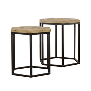 Adger - 2 Piece Hexagonal Nesting Tables - Natural And Black