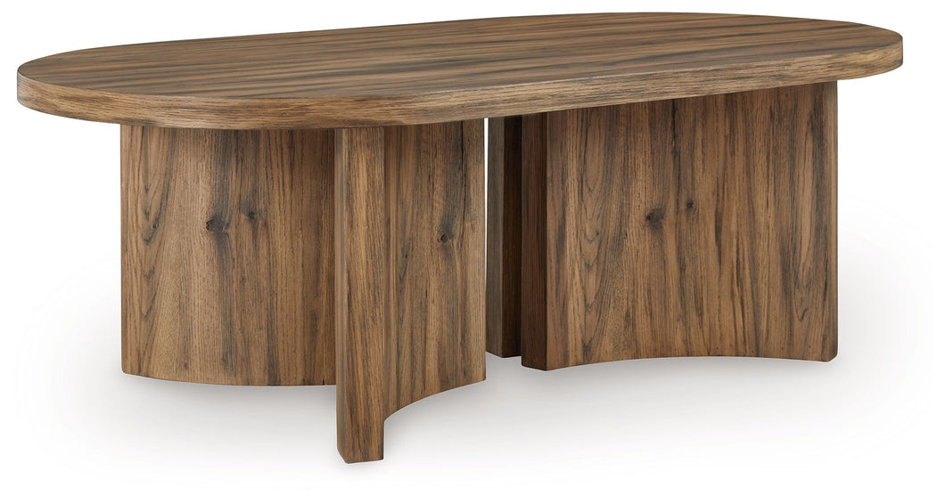 Austanny - Warm Brown - Oval Cocktail Table