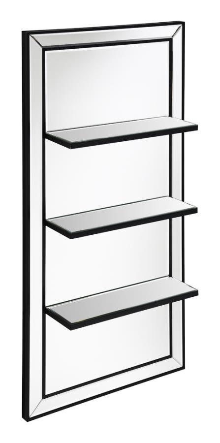 Oriel - Rectangular 3-Shelf Wall Mirror - Silver