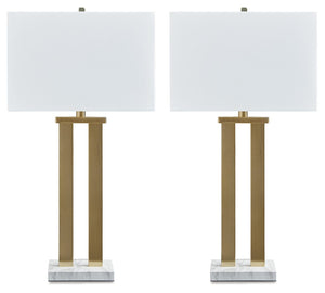 Coopermen - Gold Finish / White - Metal Table Lamp (Set of 2)