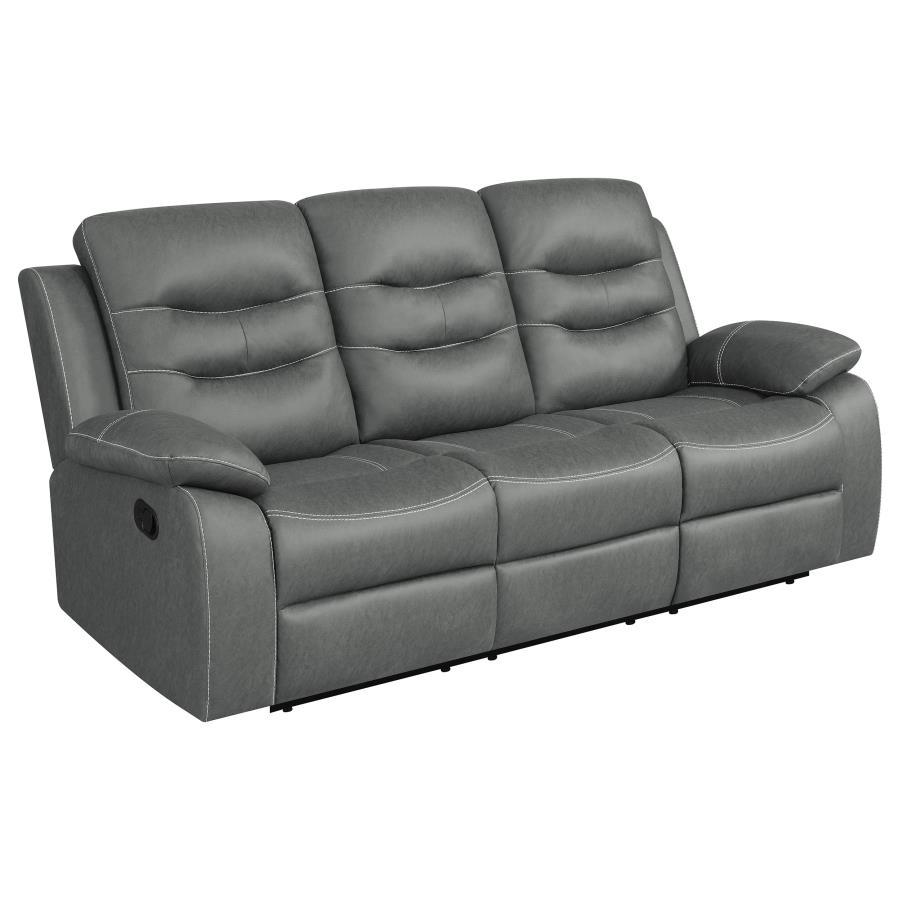 Nova - Upholstered Padded Arm Reclining Sofa - Dark Gray