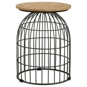 Bernardo - Round Wire Frame Side Table - Natural And Gunmetal