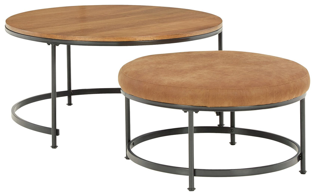 Drezmoore - Light Brown / Black - Nesting Cocktail Tables (Set of 2)