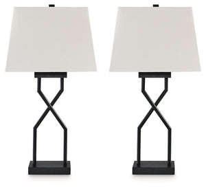 Brookthrone - Black - Metal Table Lamp (Set of 2)